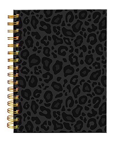 iampanda Spiral Journal Notebook,Strong Twin-Wire Binding with Premium Paper for Girl Women,Cool Cheetah 60 Sheets A5 College Ruled Notebook/Journal,Perfect for School Office Home Gifts,Black Leopard - color: Black Leopard Skin