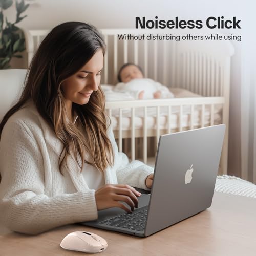 XBG B15pro Wireless Bluetooth Mouse, Bluetooth 5.0/4.0 & 2.4G Tri-Mode, Type-C Rechargeable with LED Screen Display, Ergonomic Silent Click for Laptop/PC/Tablet, Multi-Device & Office Use-Pink - style: B15 Pro-Pink