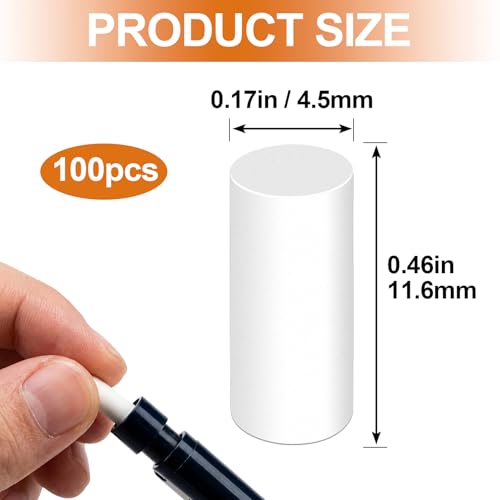 100 Pcs Mechanical Pencil Eraser Refills, White Refill Erasers for Propelling Pencils, Universal Traceless Eraser Replacement for Office Notebook Drafting - color: White,100pcs,11.6x4.5mm