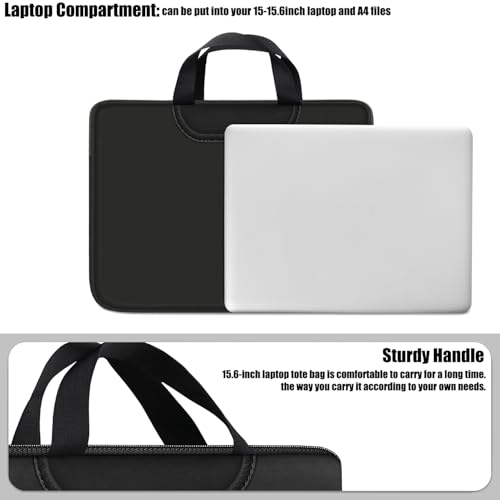 Laptop Bag 15 inch, Resistant Neoprene Laptop Sleeve with Handle/Notebook Computer Protective Case Cover/Ultrabook Briefcase Carrying Bag for 13 14 15 inch Laptop, Computer, Tablet, Black - color: Black, size: 15 inch