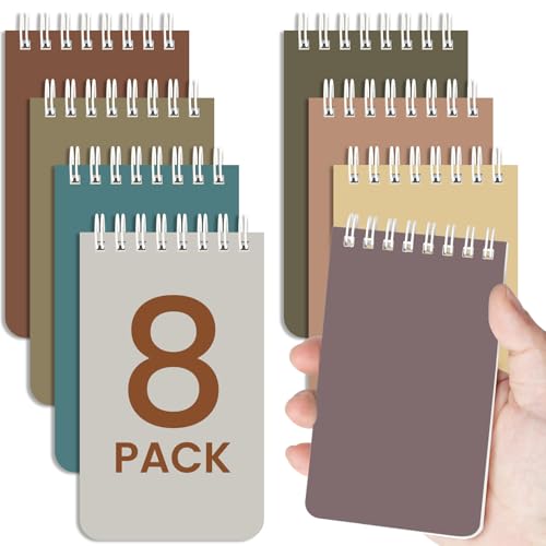 Taja Set of 8 Mini Pocket Notebook Top Spiral Nursing Notepads | Neutral 3" x 5", Mini Little Spiral Notebook, Nursing Notepad, Perfect for Work, School, Office, Nurse, Travel - color: B.Neutral