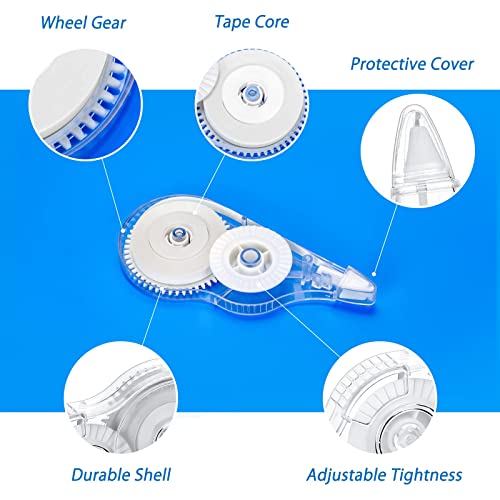 White Correction Tape 10 Pack, Easy Use Roller Applicator, Instant Dry, Jam Free PET Film, Smooth Precise Corrections for School, Office, Home,1/5" X39Ft