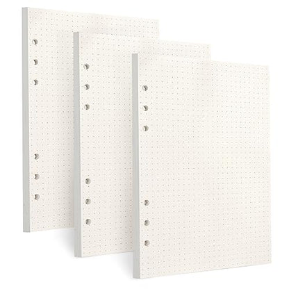 Toplive [3 Pack] A5 Refill Paper - 100GSM Thick 6 Hole Filler Inserts, 135 Sheets (270 Pages) for 6 Ring Binder Journal Notebook, Dotted - style: 3Pack Dot Paper
