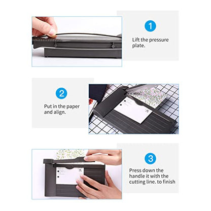 Mini Paper Cutter 6 Inch, Guillotine Paper Trimmer with Safety Blade | Portable Paper Cutting Board for Cardstock, Photos, Scrapbooking, Cards, Labels, Coupons, Office, Home and Craft Projects