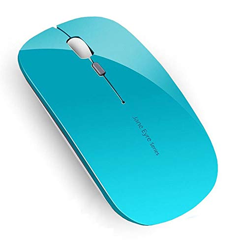 Uciefy Q5 Slim Rechargeable Wireless Mouse, 2.4G Optical Silent Ultra Thin Wireless Computer Mouse with USB Receiver and Type C Adapter, Compatible with PC, Laptop, Desktop (Blue) - color: Blue