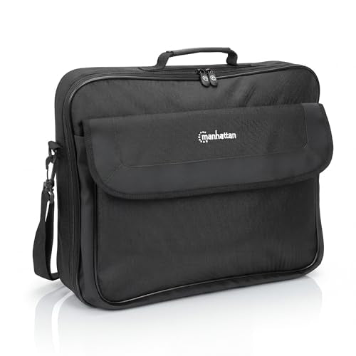 MANHATTAN Laptop Shoulder Bag Carrying Case – Slim Briefcase Style, Clamshell Opening, Padded Compartments–3 Yr Mfg Warranty - size: 15.6 Inch