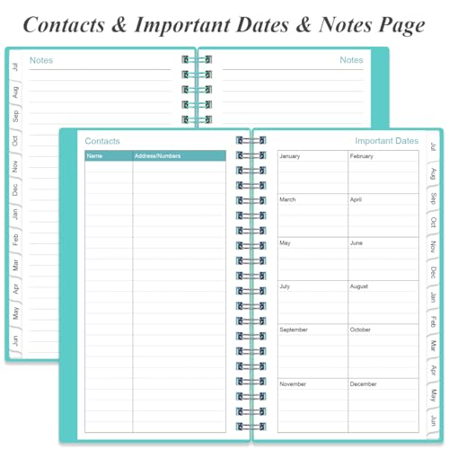 2026-2027 Pocket Planner/Calendar - 2026-2027 Planner from July 2026 - June 2027, Planner 26-27 with 12 Tabs, Twin-Wire Binding, Inner Pocket, 3.75" x 6.75, Teal - color: Teal, size: 3.75" x 6.75"