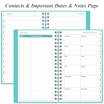 2026-2027 Pocket Planner/Calendar - 2026-2027 Planner from July 2026 - June 2027, Planner 26-27 with 12 Tabs, Twin-Wire Binding, Inner Pocket, 3.75" x 6.75, Teal - color: Teal, size: 3.75" x 6.75"