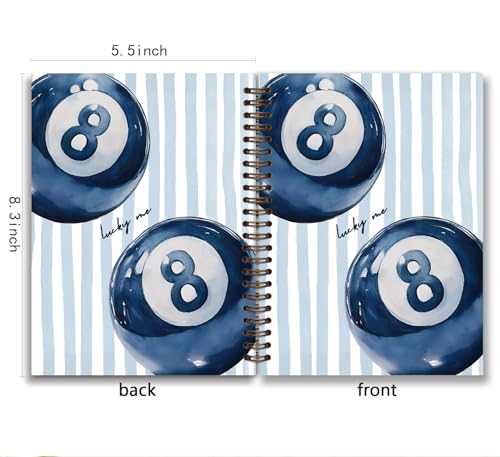 KDHTY Navy Blue Preppy Y2K Spiral Notebook,Preppy Luck 8 Ball Aesthetic Hardcover Notebook for Teen Girls Student Teacher Office School Supplies,Girly Notebook for Teens Girls Back to School,5.5x8.3 - style: cat