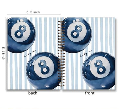 KDHTY Navy Blue Preppy Y2K Spiral Notebook,Preppy Luck 8 Ball Aesthetic Hardcover Notebook for Teen Girls Student Teacher Office School Supplies,Girly Notebook for Teens Girls Back to School,5.5x8.3 - style: cat