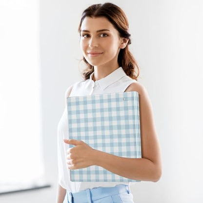 Blue Gingham Round Ring Binders 1.5 Inch 3 Ring Binder with Clipboard Holds 200 Sheets Office Home School - color: Multicolored 1