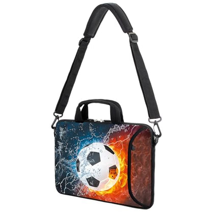 AMARY 13" 13.3" laptop sleeve chromebook case adjustable shoulder strap with handle accessory pocket (Soccer) - color: Soccer