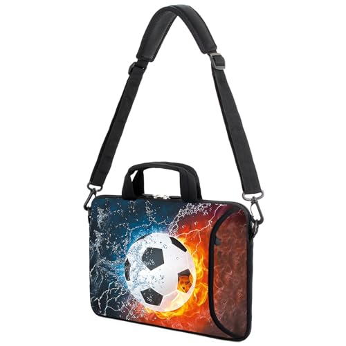 AMARY 13" 13.3" laptop sleeve chromebook case adjustable shoulder strap with handle accessory pocket (Soccer) - color: Soccer