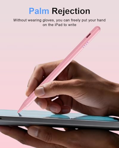 Stylus Pen for iPad (2018-2026), Fast Charge for iPad Pencil with Palm Rejection, Active Pen Compatible with Apple iPad A16 11/10/9/8/7/6, iPad Pro M5/M4/11/12.9", Mini 5/6, Air 3/4/5/M2/M3 (Pink) - color: A19D-Pink