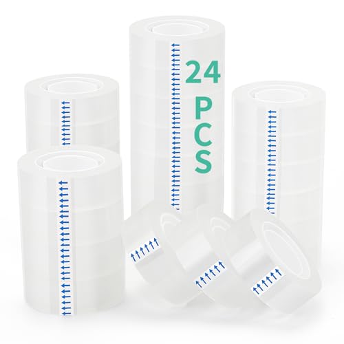 OWLKELA 24 Rolls Tape Refills, Clear | Transparent Glossy Tape, All-Purpose, Ideal for Office, Home and School - size: 24 Pcs