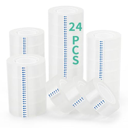 OWLKELA 24 Rolls Tape Refills, Clear | Transparent Glossy Tape, All-Purpose, Ideal for Office, Home and School - size: 24 Pcs
