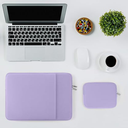 RAINYEAR Laptop Sleeve Case Compatible with 13.3 Inch Notebook Computer Chromebook 14" MacBook Pro/Max M1 M2 M3 M4 M5 Protective Cover Soft Bag with Front Pocket & Accessories Pouch (Purple) - color: Purple, size: 13"-13.3"