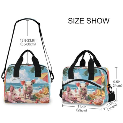 ALAZA Pigs on The Summer Beach Insulated Lunch Bag Women Men Portable Reusable Cooler Lunch Tote Bag for Work Office Picnic College - color: Multi 20