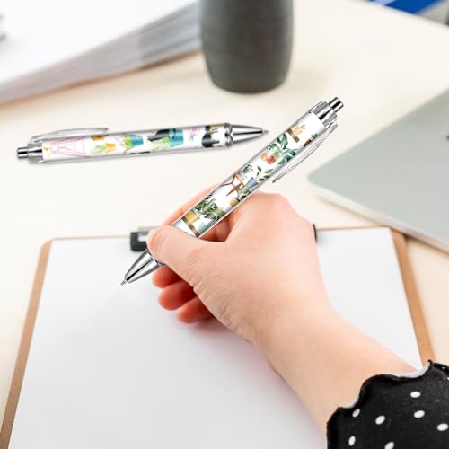 Green Plant Ballpoint Pens - 24 Pcs Thanks Teacher Appreciations Writing Office Pens Gifts Funny Retractable Black Ink Fine Ball Point Cartoon Plants Pen for School Office Students Supplies - style: Plant