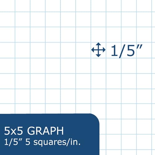 Roaring Spring Graph Note Pads, 6-Pack, 8.5"x11", Gummed Edge, 50 Sheets 15lb White Writing Paper, 5x5 Grid Ruled, Proudly Made in USA!
