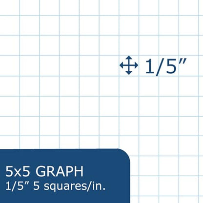 Roaring Spring Graph Note Pads, 6-Pack, 8.5"x11", Gummed Edge, 50 Sheets 15lb White Writing Paper, 5x5 Grid Ruled, Proudly Made in USA!