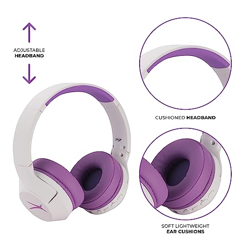 Altec Lansing Kid Safe Noise Cancelling Wireless Headphones 15H Battery, 85dB Volume Limit, Foldable Design Powerful Sound, Active Noise Cancellation Perfect for Kids Ages 7+ - color: Whiteout Purple