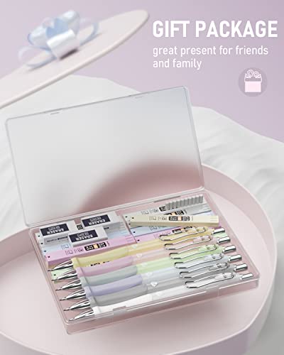 Nicpro 6PCS Pastel Mechanical Pencil Set 0.7 mm, Cute Mechanical Pencils with Comfort Grip with 12 Tubes HB Lead Refill, 3 Eraser, 9 Eraser Refills for Student Writing, Drawing, Sketching- with Case - size: 0.7