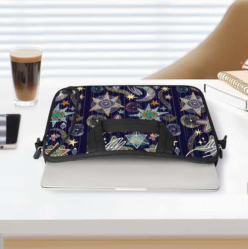 RICHEN 14 15 15.4 15.6 inch Laptop Shoulder Bag Messenger Bag Notebook Handle Sleeve Neoprene Carrying Case with Accessories Pocket (14-15.6 inch, Stars) - color: Stars, size: 14-15.6 inch