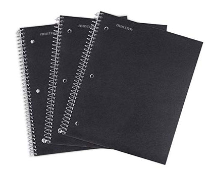 Mintra Office Durable Spiral Notebooks, 1 Subject, (Black, Wide Ruled 3 Pack), 100 Sheets, Poly Pocket, Moisture Resistant Cover, Strong Chipboard back, For School, Office, Business - color: Black, size: Wide Ruled 3pk