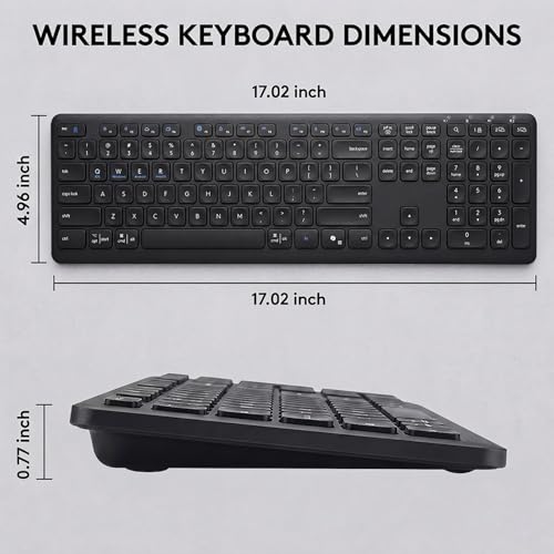 Wireless Bluetooth Keyboard, Full Size Multi-Device Keyboard for PC, Laptop | Connect Up to 3 Devices With Bluetooth or Usb and Enjoy Quiet, Comfortable Typing All Day.
