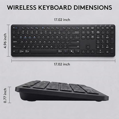 Wireless Bluetooth Keyboard, Full Size Multi-Device Keyboard for PC, Laptop | Connect Up to 3 Devices With Bluetooth or Usb and Enjoy Quiet, Comfortable Typing All Day.