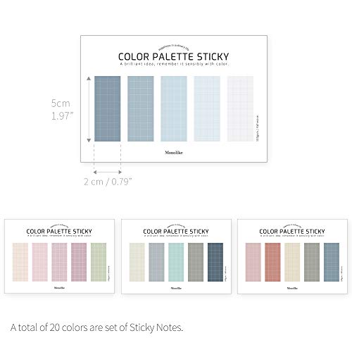 Monolike Color Palette Sticky Grid 500 D Set 4p - Self-Adhesive Memo Pad 30 Sheets - color: Grid 500 D