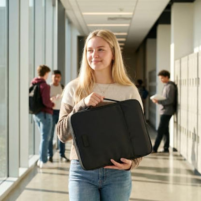 Sturdy 3 Ring Zipper Binder with Strap for School - Beautiful 1 Inch Zip Up Binder with 5-Tab Dividers Holds 420 Sheets, Books & Laptop - Easy to Carry Trapper Keeper Made of Premium Fabrics - color: Black
