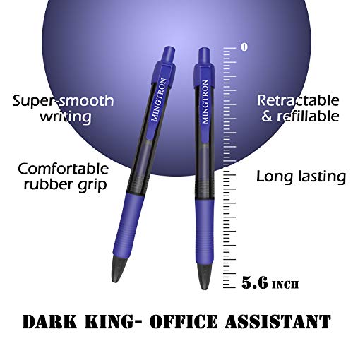 Gel pens, 30 Pack Blue Pens Fine Point, No Smear Ink Pens for Left Hand, Click Pens Bulk, Retractable Rollerball Pens for Smooth Writing, 0.5MM, Navy Blue Ink - color: blue