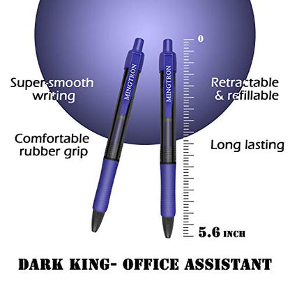 Gel pens, 30 Pack Blue Pens Fine Point, No Smear Ink Pens for Left Hand, Click Pens Bulk, Retractable Rollerball Pens for Smooth Writing, 0.5MM, Navy Blue Ink - color: blue