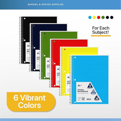 E-CLIPS USA Graph Paper Notebook, Spiral Graph Paper Notebook, Grid Notebook, Quad Ruled Notebook, 8 x 10.5, 4 x 4 Square Per Inch, (6 Pack) - size: 6 Pack