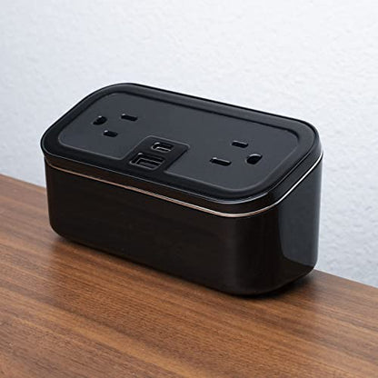 CubieMini - Tabletop Power Strip Charging Station with Outlets and USB Ports - color: Gloss Black