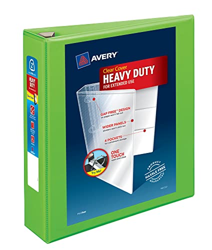 Avery Heavy-Duty View 3 Ring Binder, 2" One Touch EZD Rings, 1 Chartreuse Binder (79776)