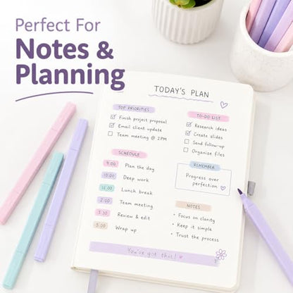 Pastel Highlighters, 12 Pack Dual Tip Highlighter Set with Chisel and Fine Tips, Aesthetic Bible Highlighters No Bleed Through for Journaling, Bible Study, Planner, Note Taking, School and Office