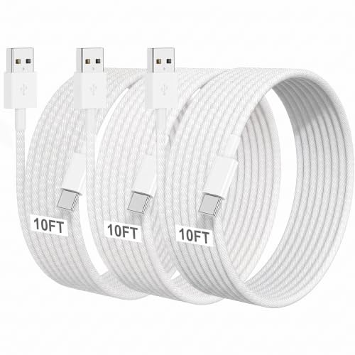 USB A to USB C Cable [3-Pack 10FT], Apple CarPlay & Fast Charger Type C Cord for iPhone 17 16 15 Pro Max/Plus, iPad Pro/Air, Samsung Galaxy S25 S24 Ultra and More - color: A to C [10 FT]
