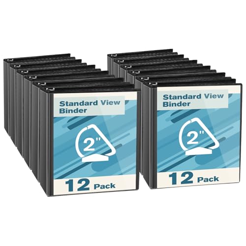 CIXILDTS 2-inch D Ring Binders, Fit US Letter Size Paper, 2" 3 Slant-D Ring Binder with 2 Pocekts, 12-Pack, Black - color: Black, size: 2", style: 12-Pack