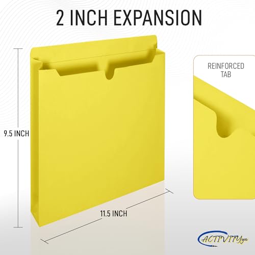 Yellow File Jackets, 2 Inch Expansion, Letter Size, Reinforced Straight-Cut Tab, 6 Pack - color: Yellow, style: 2 Inch Expansion
