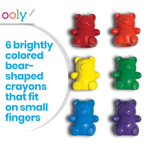 OOLY Cuddly Cubs Bear Finger Crayons for Toddlers - Set of 6 Bear Shaped Crayons, 6 Colors, Easy Grip, Non-Toxic, Ages 3+ - style: Cuddly Cubs
