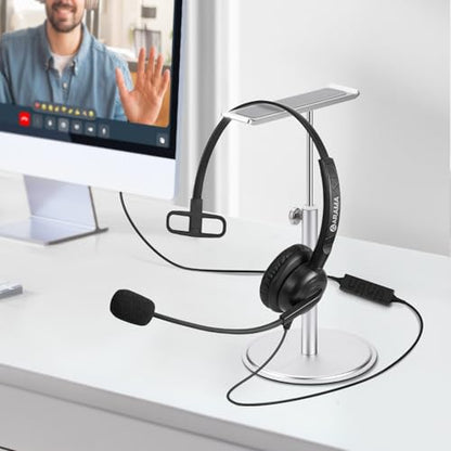 Arama Headset with Microphone for Pc, USB Headset with Mic, Computer Headphones with Noise Canceling Microphone for Laptop, Wired Headphones with Mute for Home Office Online Class Skype Zoom Meetings