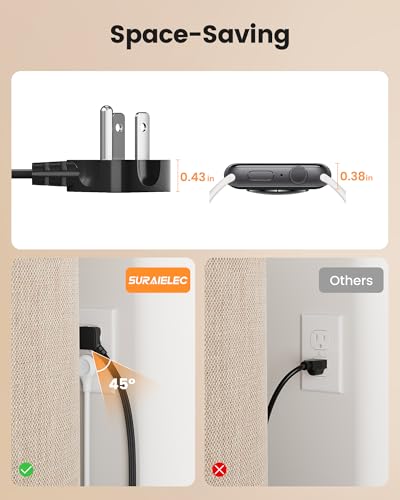 SURAIELEC Desk Clamp Power Strip with 5 Outlets, 4 PD 20W USB-C & 2 USB-A Ports, 40W Total Fast Charging Station, 900J Surge Protector, Fit 1.97 in Desk Edge Mount, 45° Flag Plug, 6 ft Extension Cord