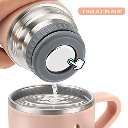 Stainless Steel Thermo 500ml/16.9oz Vacuum Insulated Bottle with Cup for Coffee Hot drink and Cold drink water flask.(Pink,Set) - color: Pink (Set), size: 16.9 Ounces