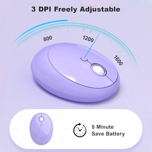 Wireless Keyboard and Mouse Combo, 2.4GHz Wireless Retro Keyboard and Mouse for PC/Laptop/Desktop/Windows (Purple Colorful) - color: Purple