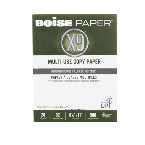 Boise Paper X-9 Multi-Use 3-Hole Punch Copy Paper – 10 Ream (5,000 Sheets) | 8.5" x 11" Letter | 92 Bright White - 20 lb. | OX-9001P-CTN - size: 10 Reams (5000 Sheets), style: 8.5 x 11, 3-Hole, 20 lb.