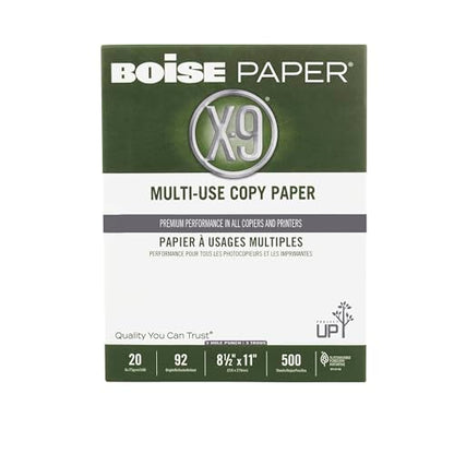 Boise Paper X-9 Multi-Use 3-Hole Punch Copy Paper – 10 Ream (5,000 Sheets) | 8.5" x 11" Letter | 92 Bright White - 20 lb. | OX-9001P-CTN - size: 10 Reams (5000 Sheets), style: 8.5 x 11, 3-Hole, 20 lb.