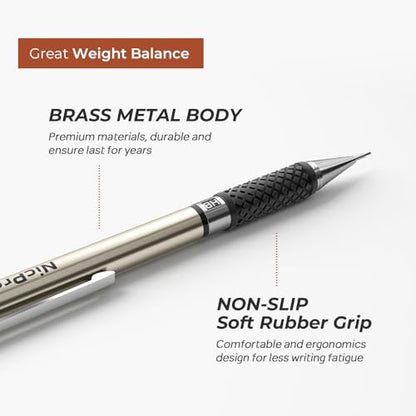 Nicpro 0.7 mm Art Mechanical Pencils Set, 6 PCS Metal Drafting Pencil 0.7mm Tube HB Lead Refills & 18 Cap Eraser for Adults, Children, Artist Writing, Drawing, Sketching, Black - style: 6 Pack (0.7mm)